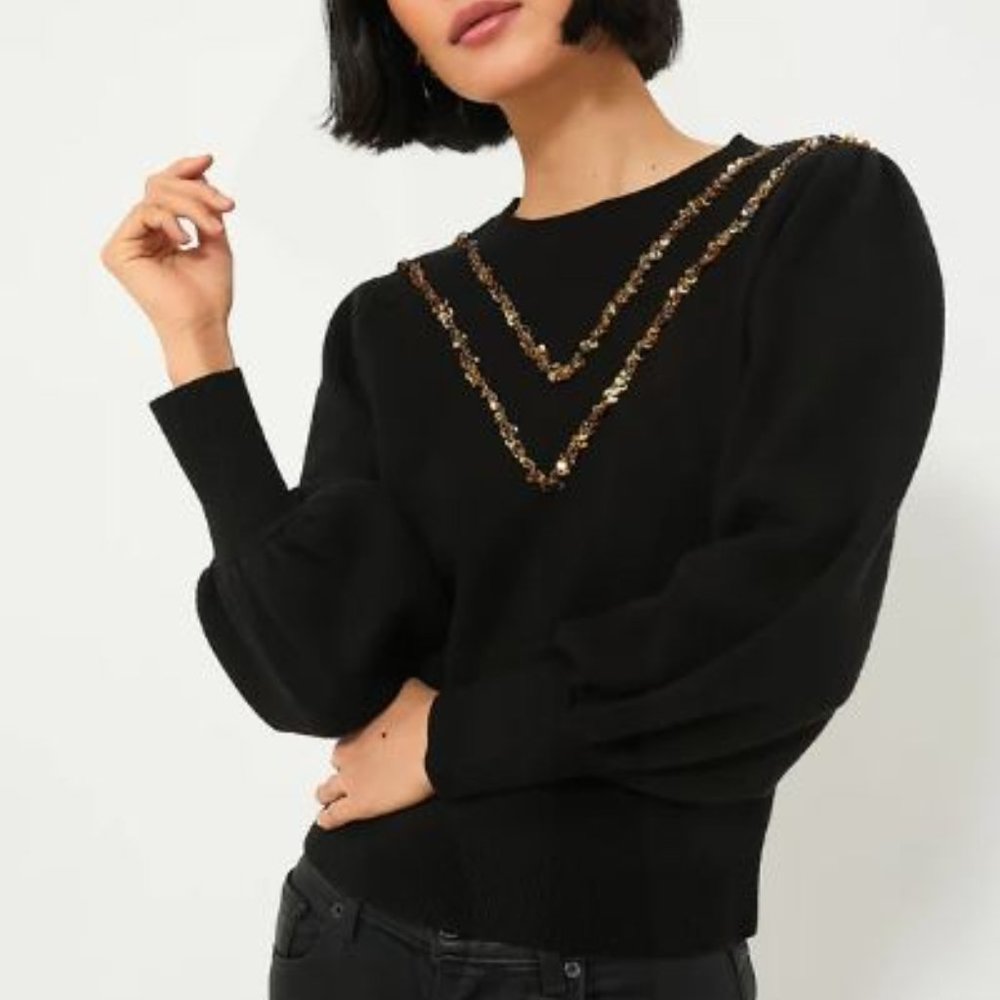 Tuckernuck Hyacinth House Black Embellished Everly Sweater - NWT, size L